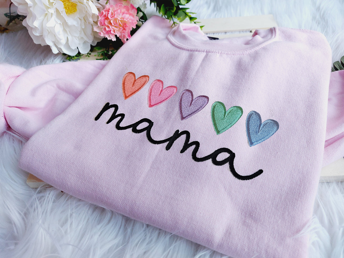 Mama Embroidered Crewneck or Hooded Sweatshirt