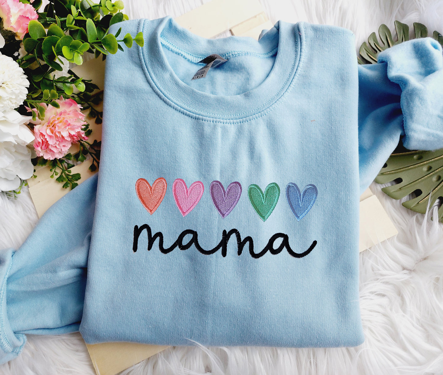 Mama Embroidered Crewneck or Hooded Sweatshirt
