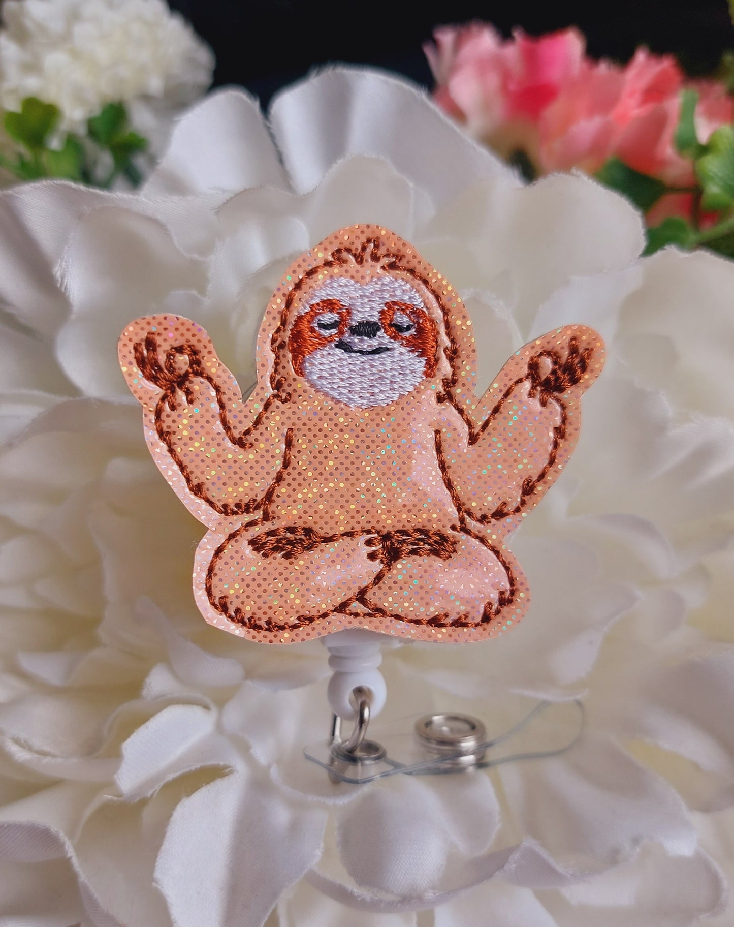Meditating Sloth Badge Reel