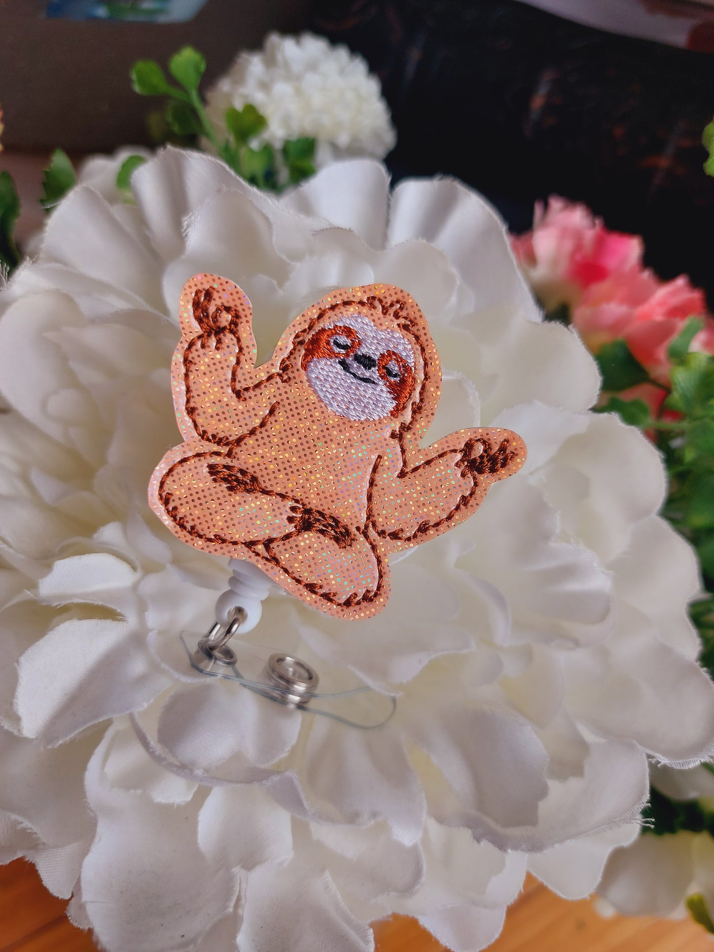 Meditating Sloth Badge Reel