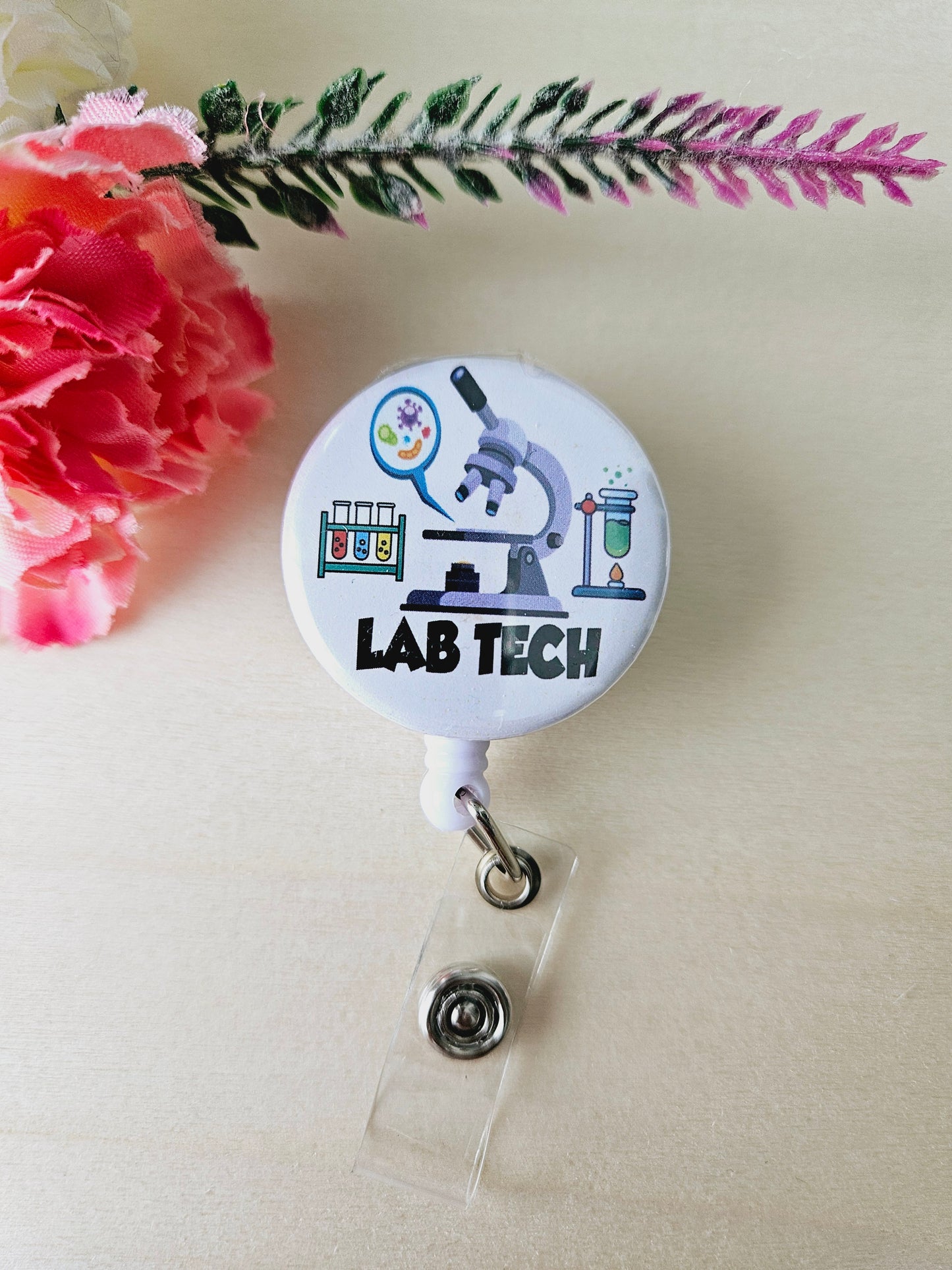 Lab Tech Buttom Badge Reel
