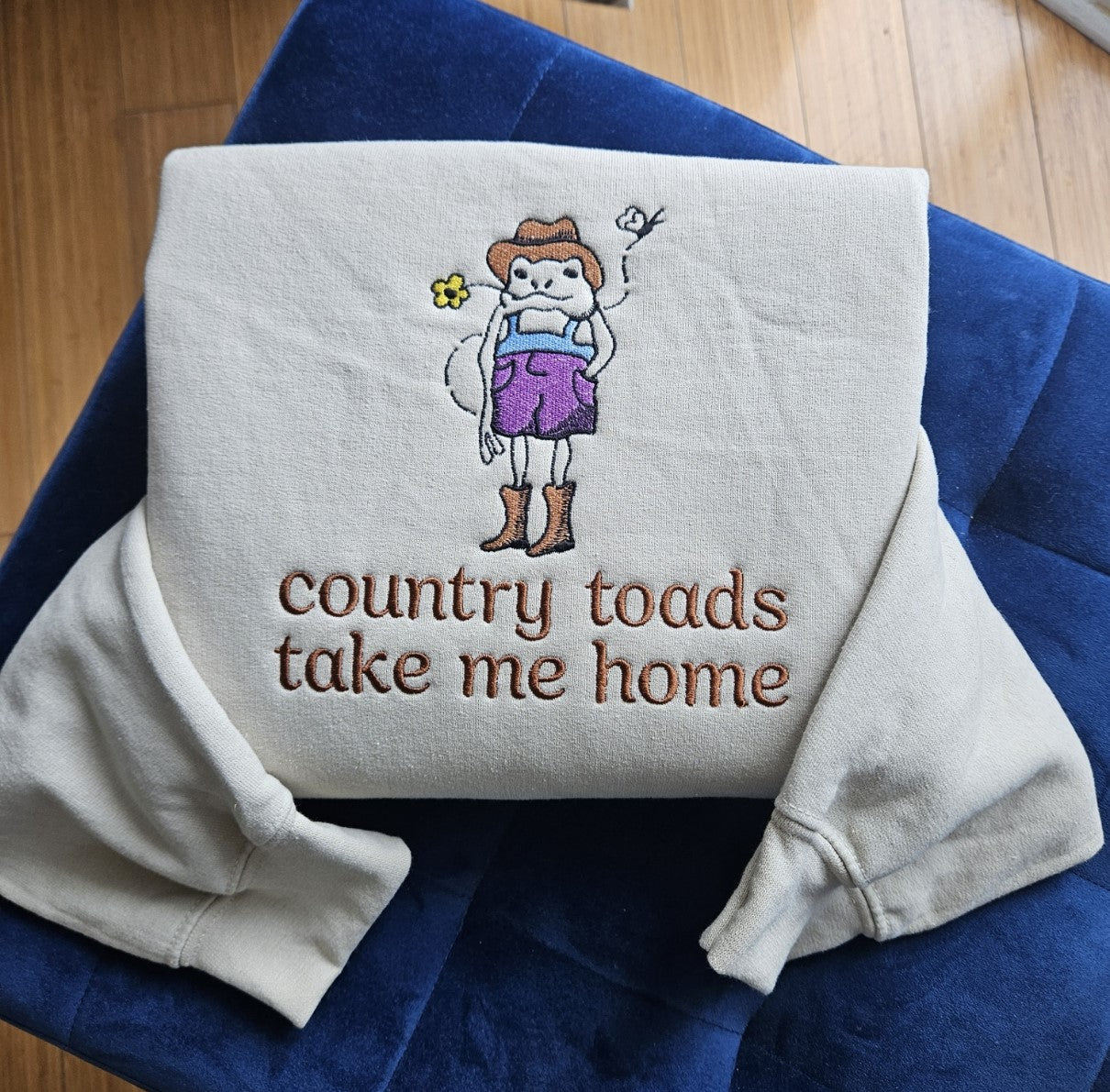 Country Toads Take Me Home Embroidered Sweatshirt