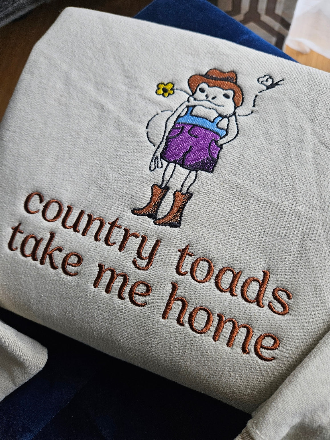 Country Toads Take Me Home Embroidered Sweatshirt
