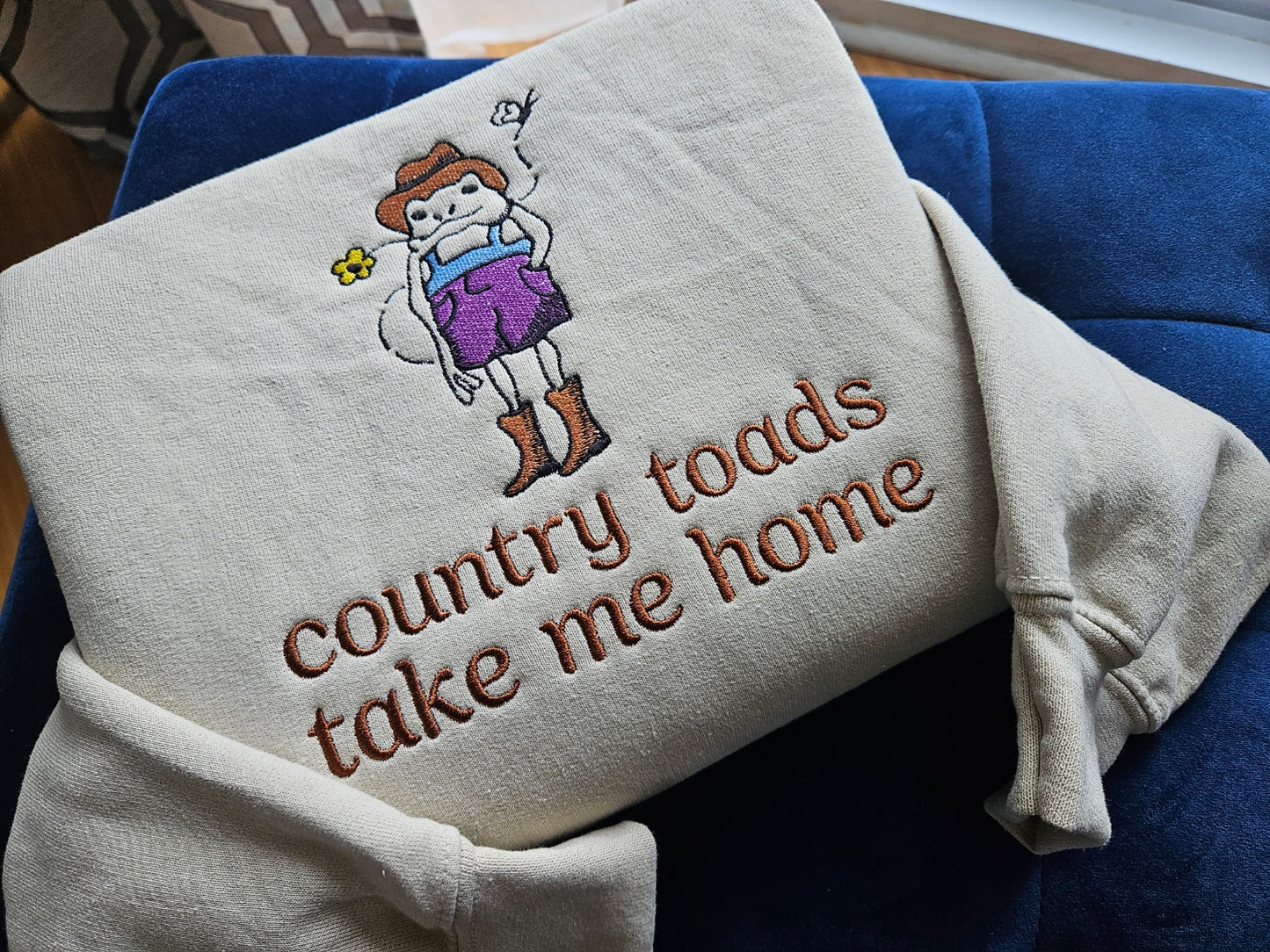 Country Toads Take Me Home Embroidered Sweatshirt