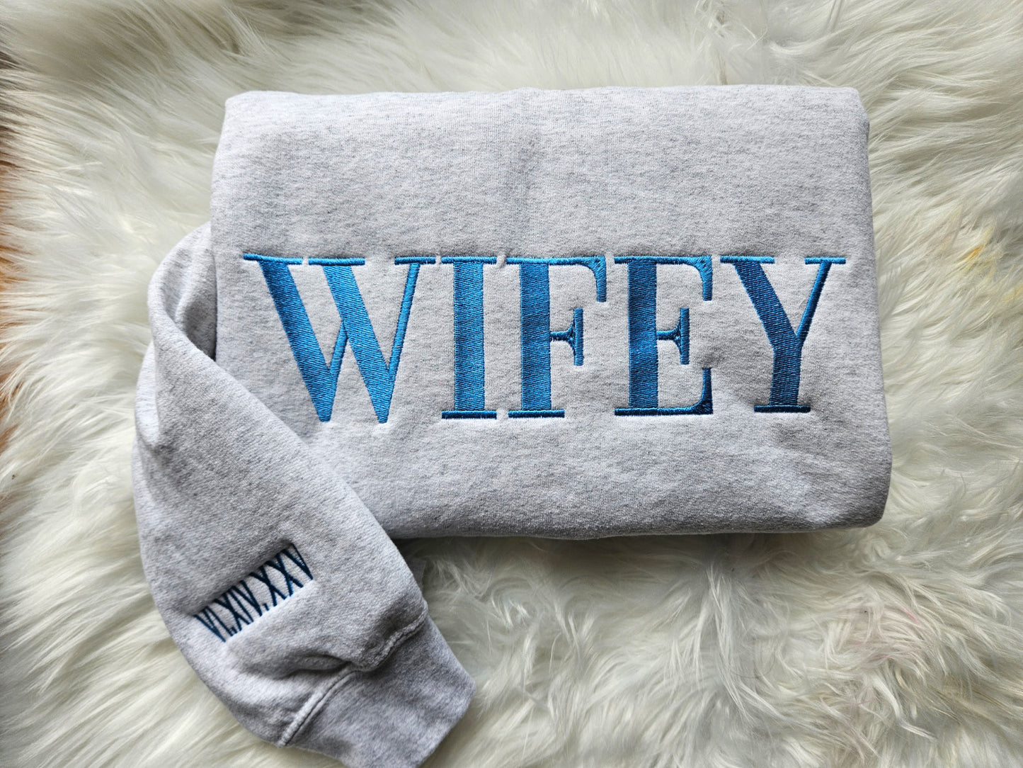 Wifey Customize Embroidered Crewneck