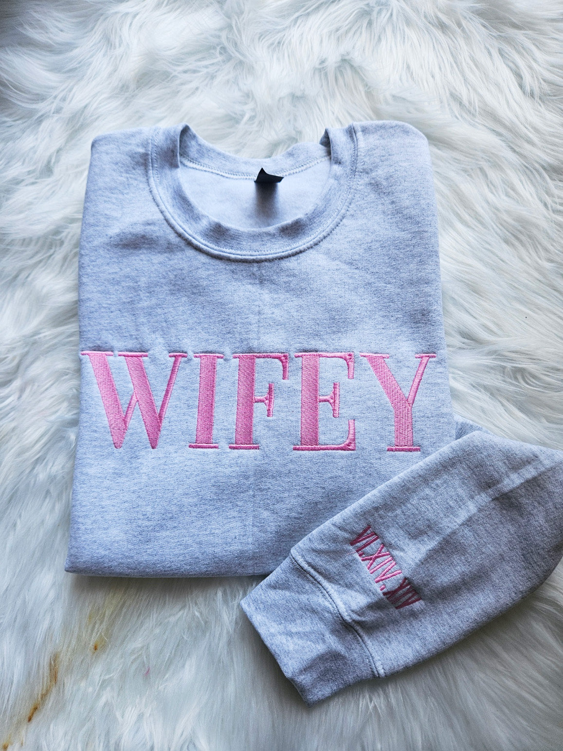 Wifey Customize Embroidered Crewneck