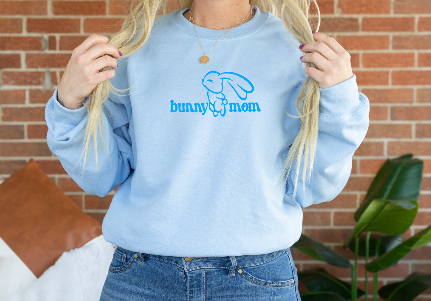 Bunny Mom Embroidered Sweatshirt