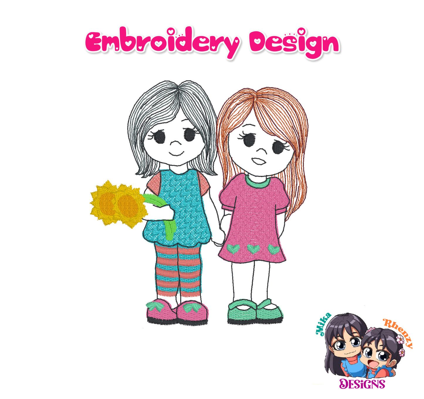 Best Friends Embroidery Design Machine Embroidery 5 Sizes