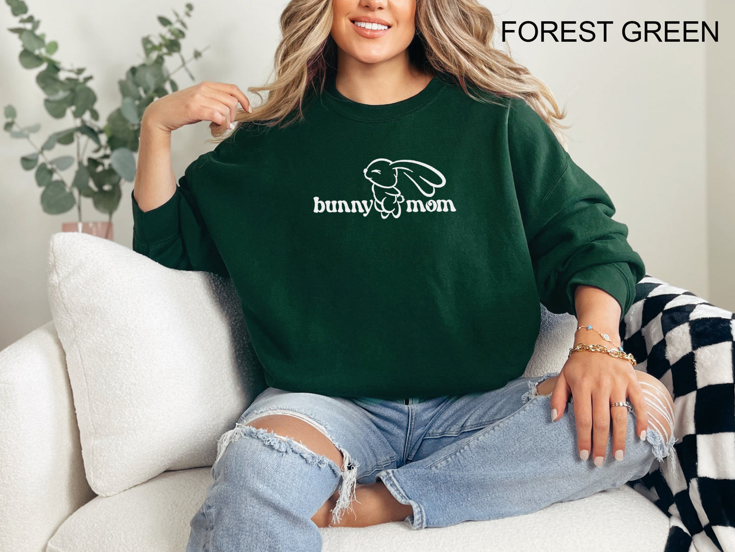 Bunny Mom Embroidered Sweatshirt