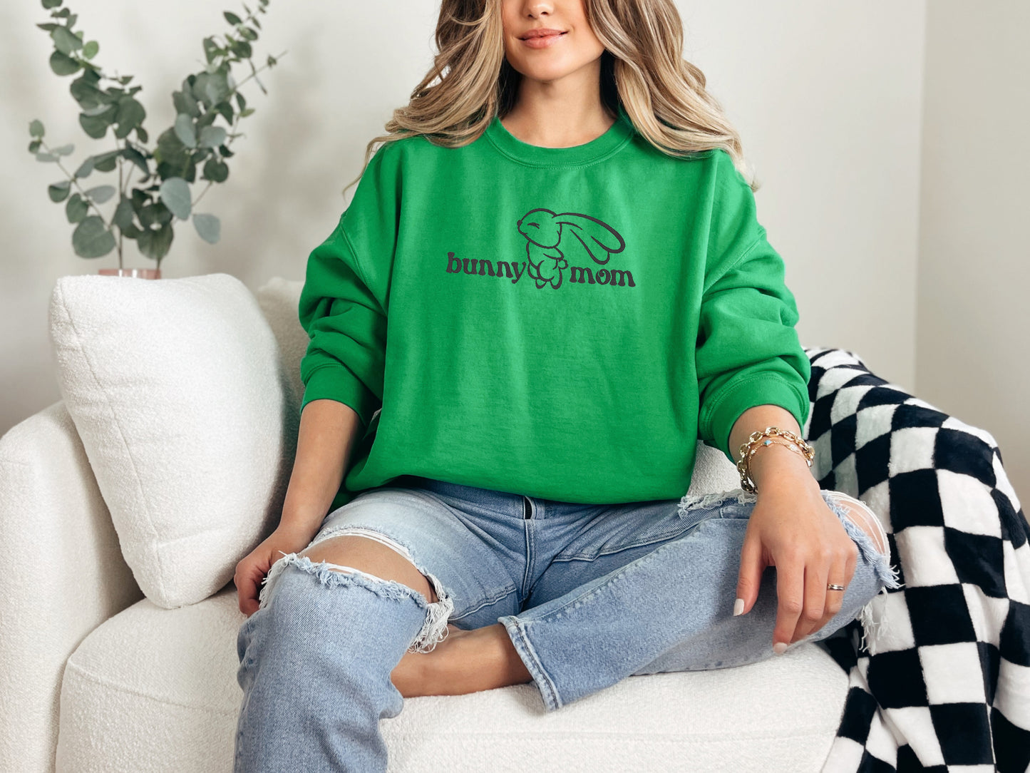 Bunny Mom Embroidered Sweatshirt