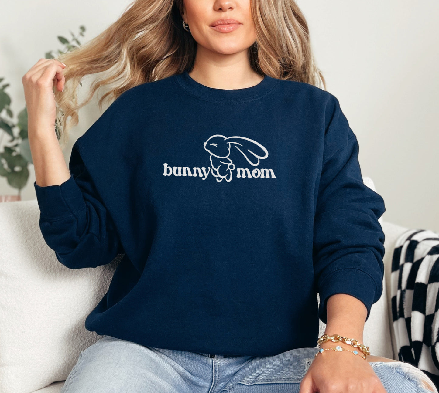 Bunny Mom Embroidered Sweatshirt