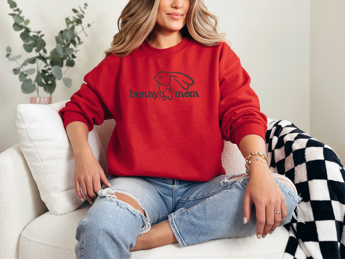 Bunny Mom Embroidered Sweatshirt