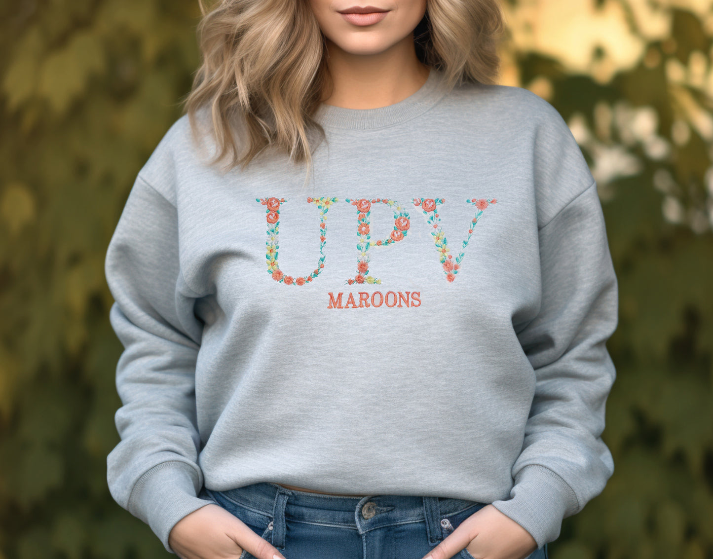 Custom Floral Letters Embroidered Sweatshirt