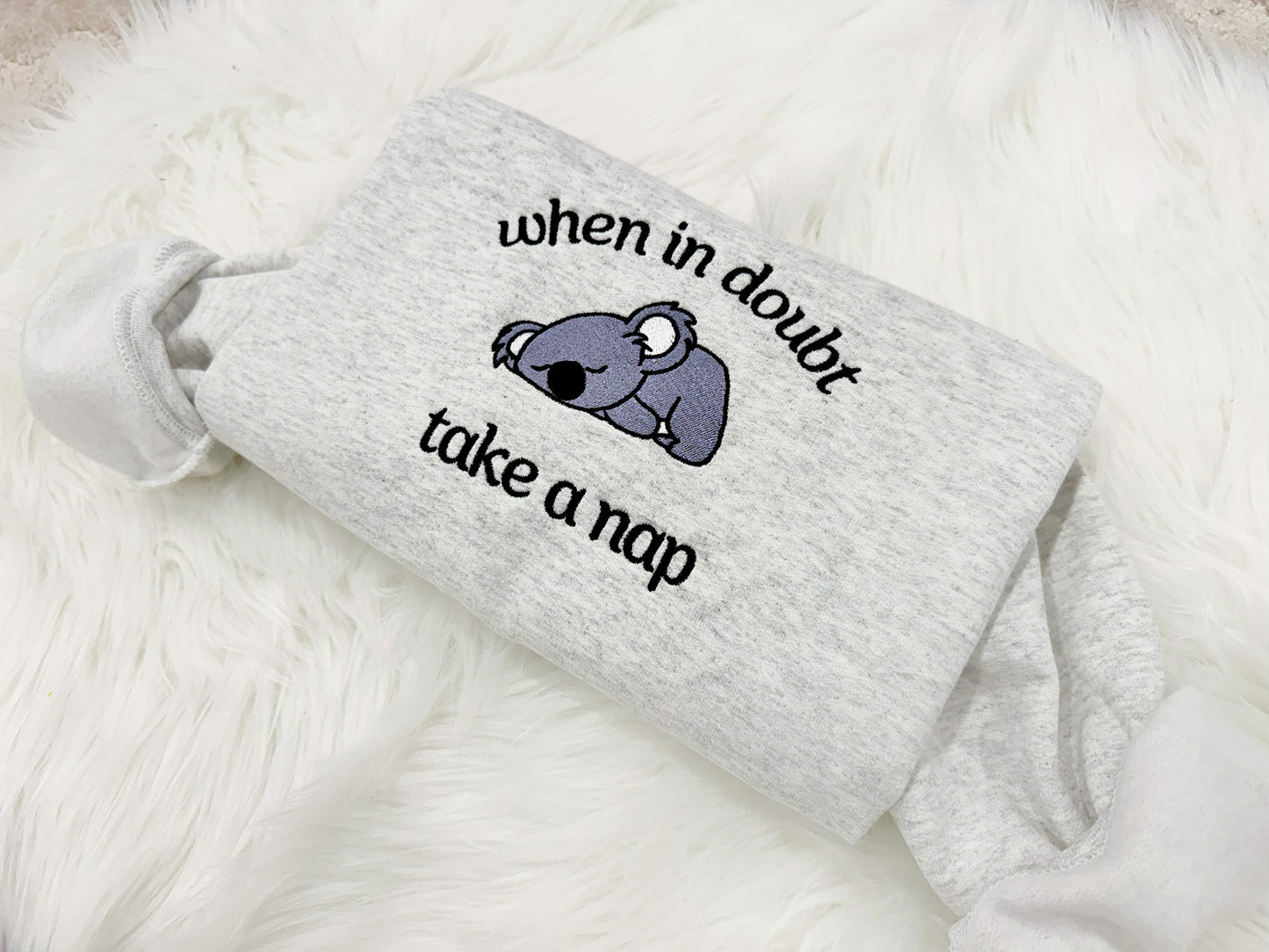 When In Doubt Take A Nap Embroidered Sweatshirt