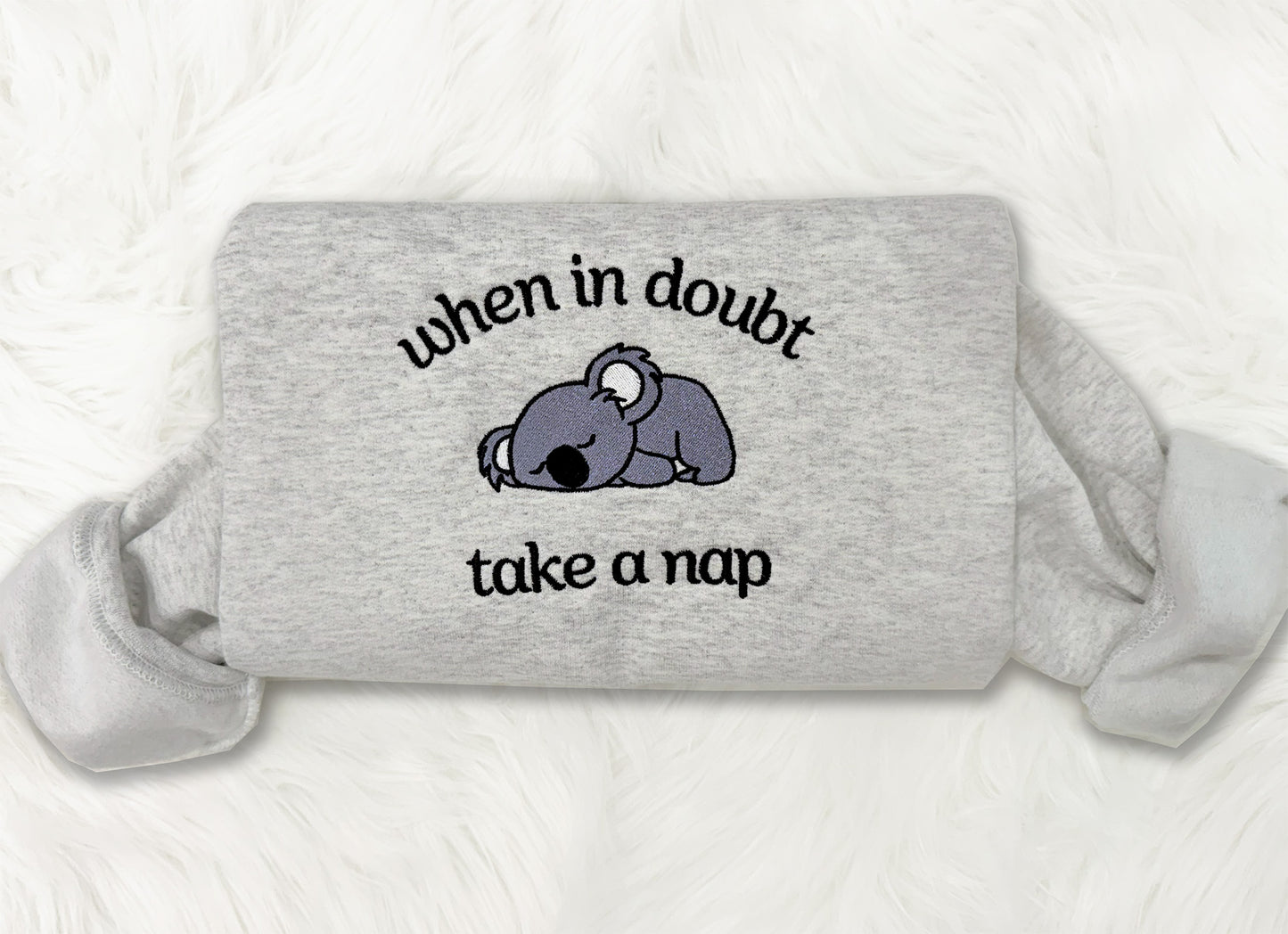 When In Doubt Take A Nap Embroidered Sweatshirt