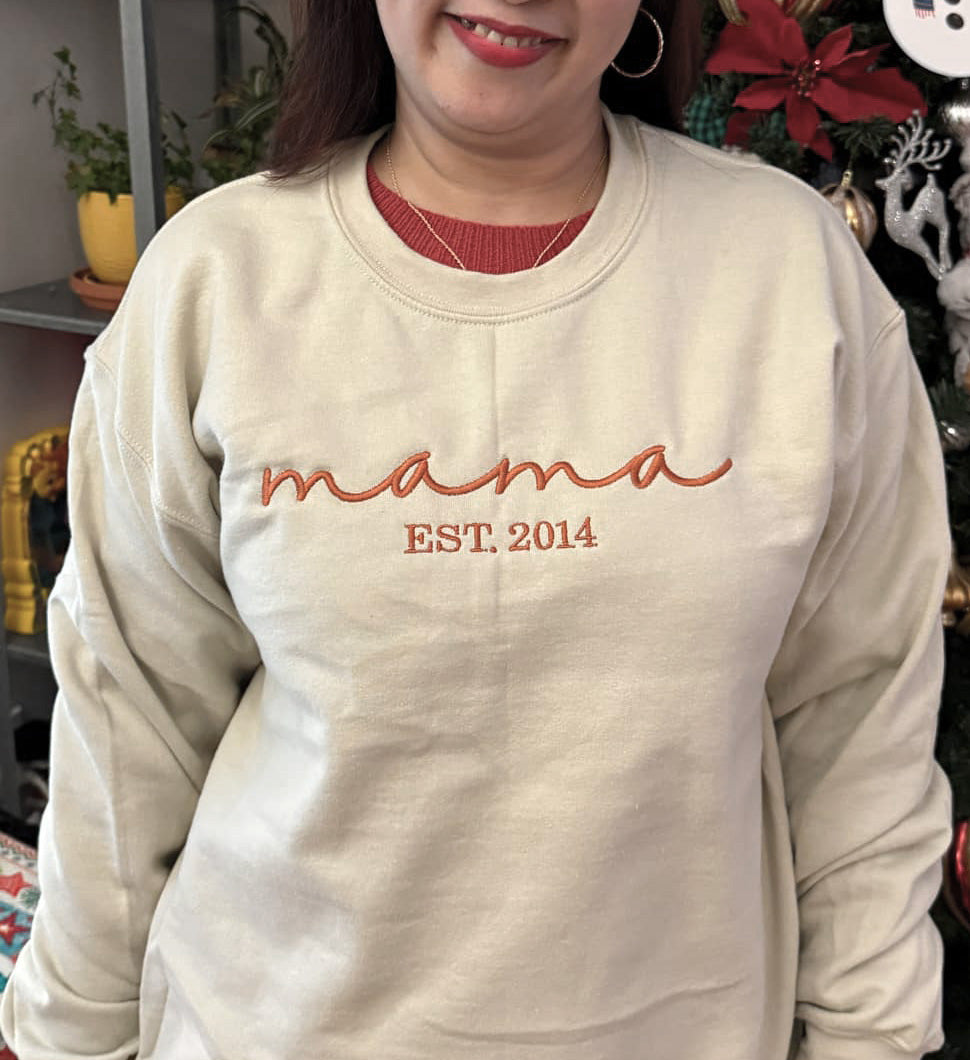 Mama Custom Embroidered Crewneck