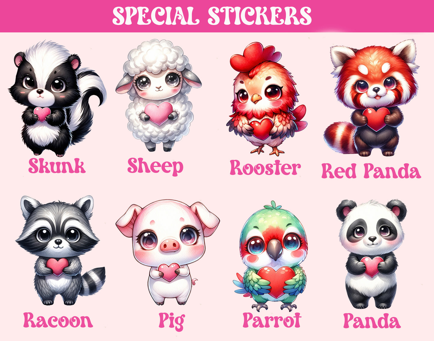 Animal Holding Heart Stickers