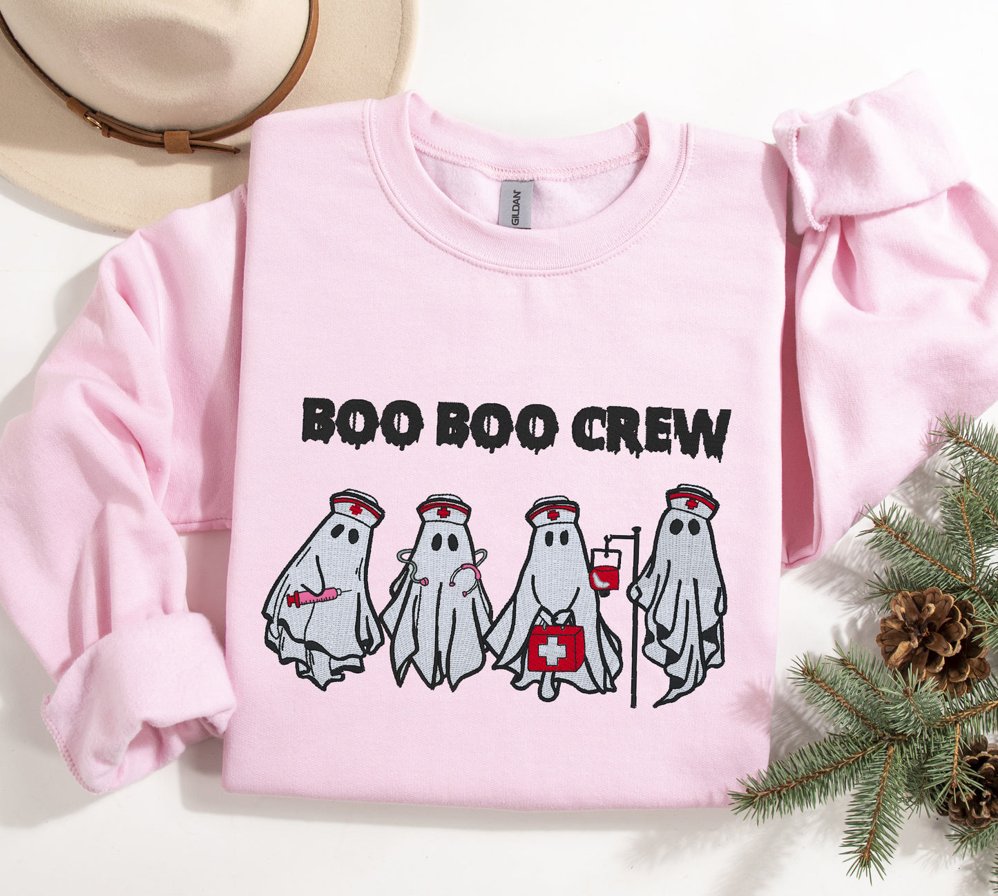 Boo Boo Crew Nurse Embroidered Sweatshirt