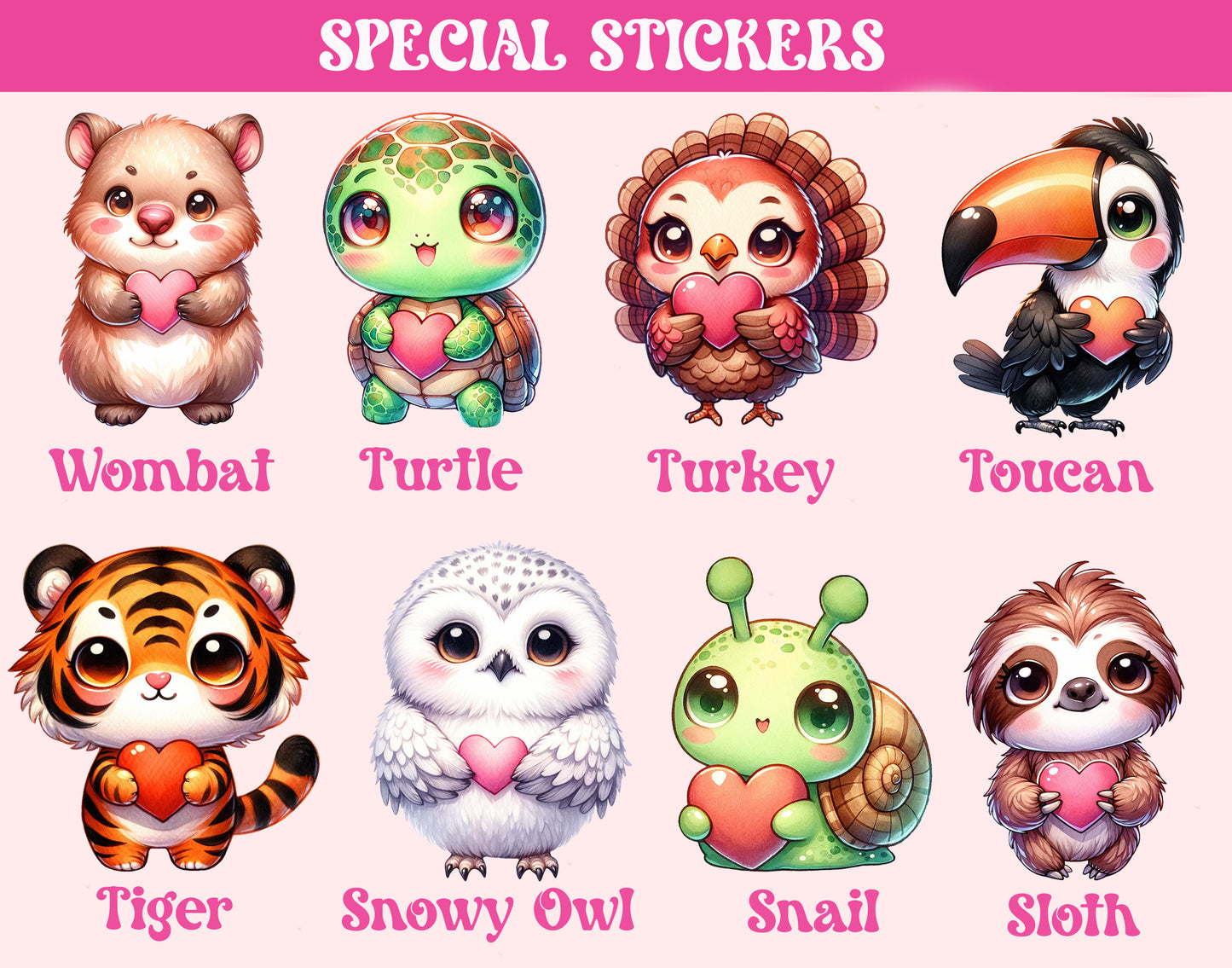 Animal Holding Heart Stickers
