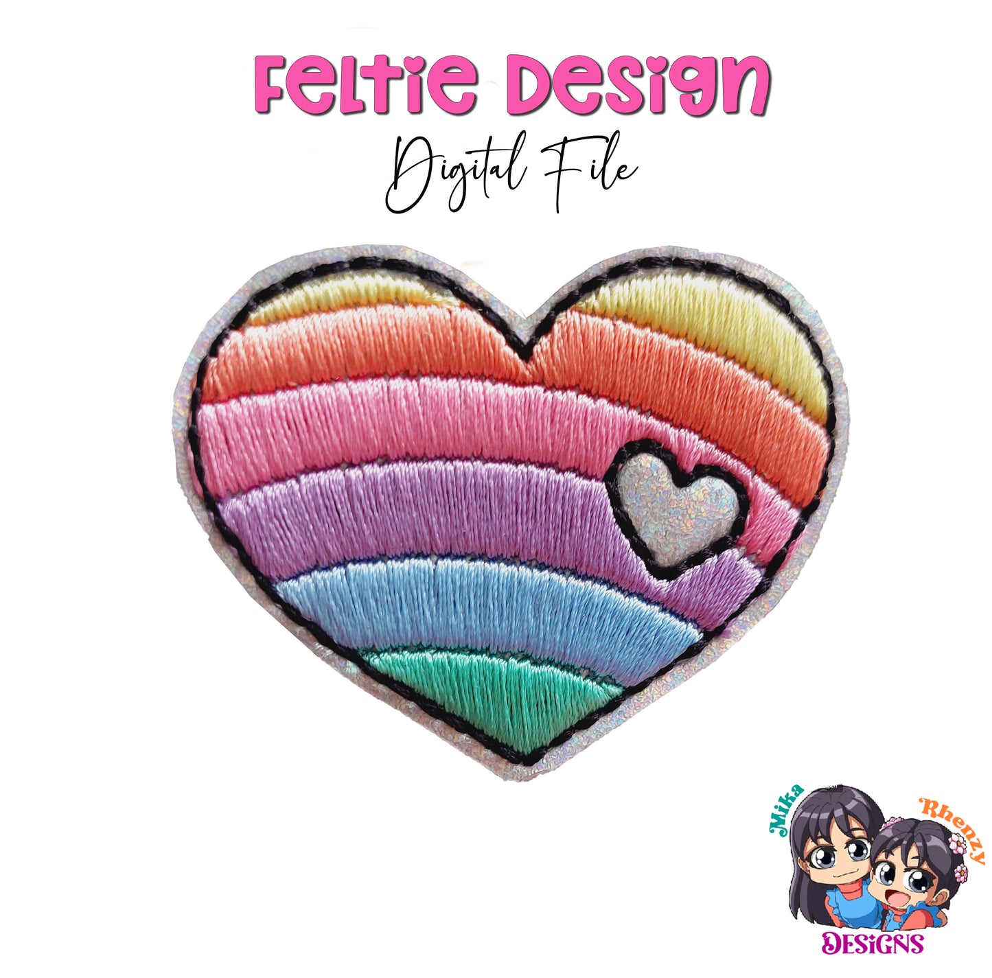 Rainbow Heart Feltie Design