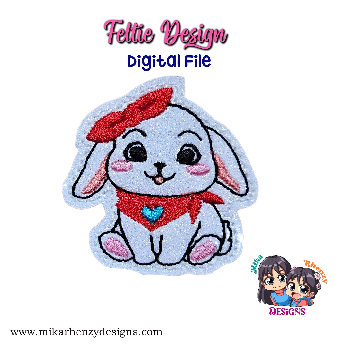 Bunny With Bow Feltie Design