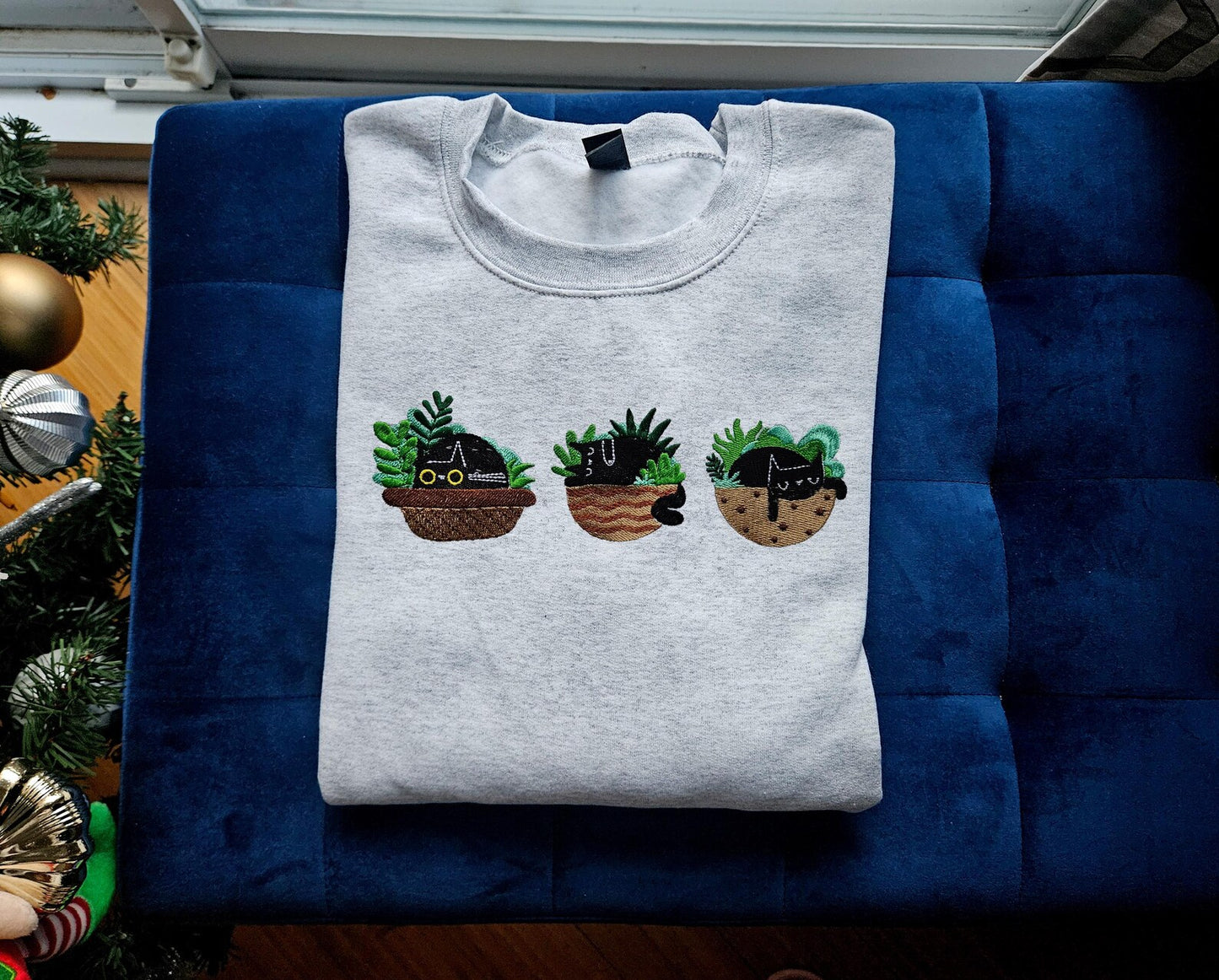 Cat Plant Embroidered Crewneck