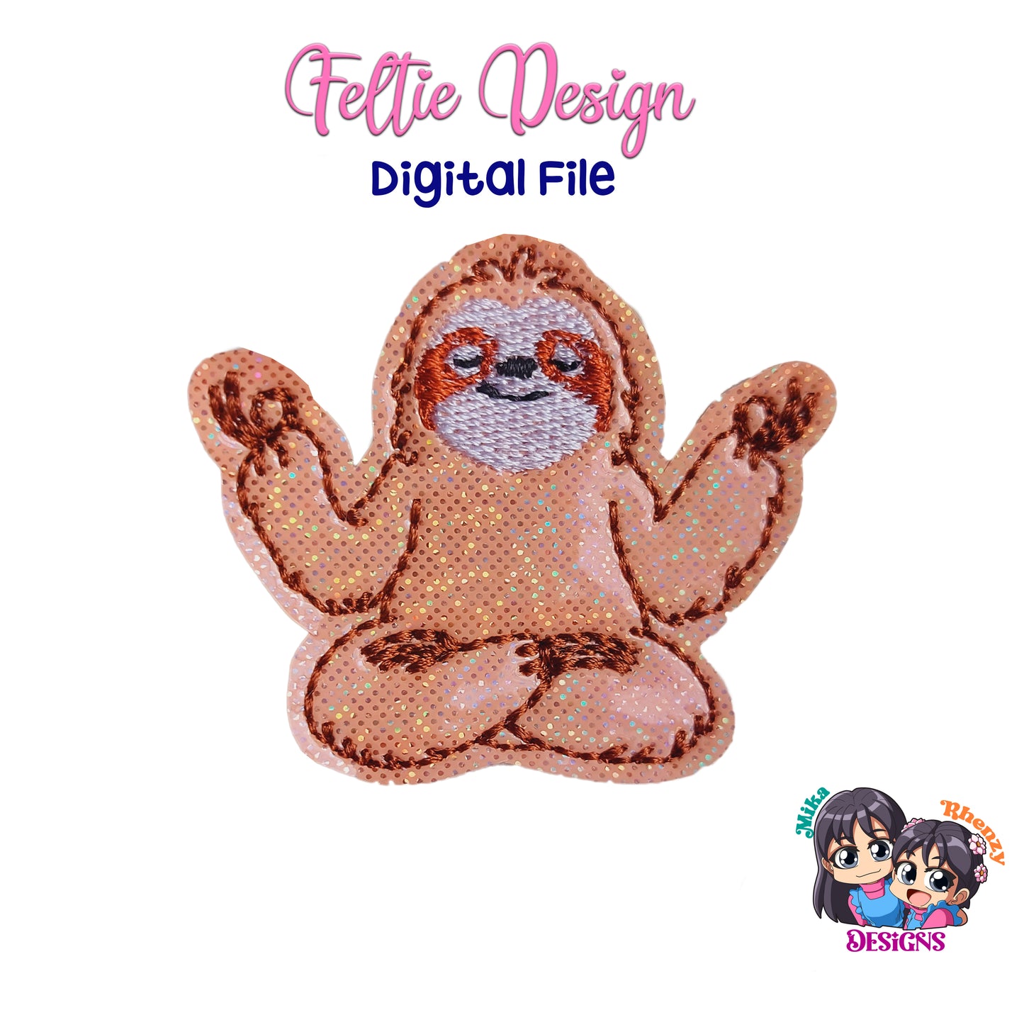 Meditating Sloth Feltie Design