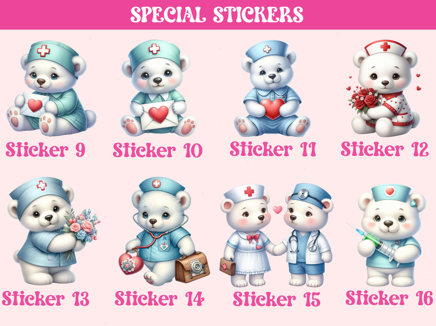 Bear Nurse Stickers