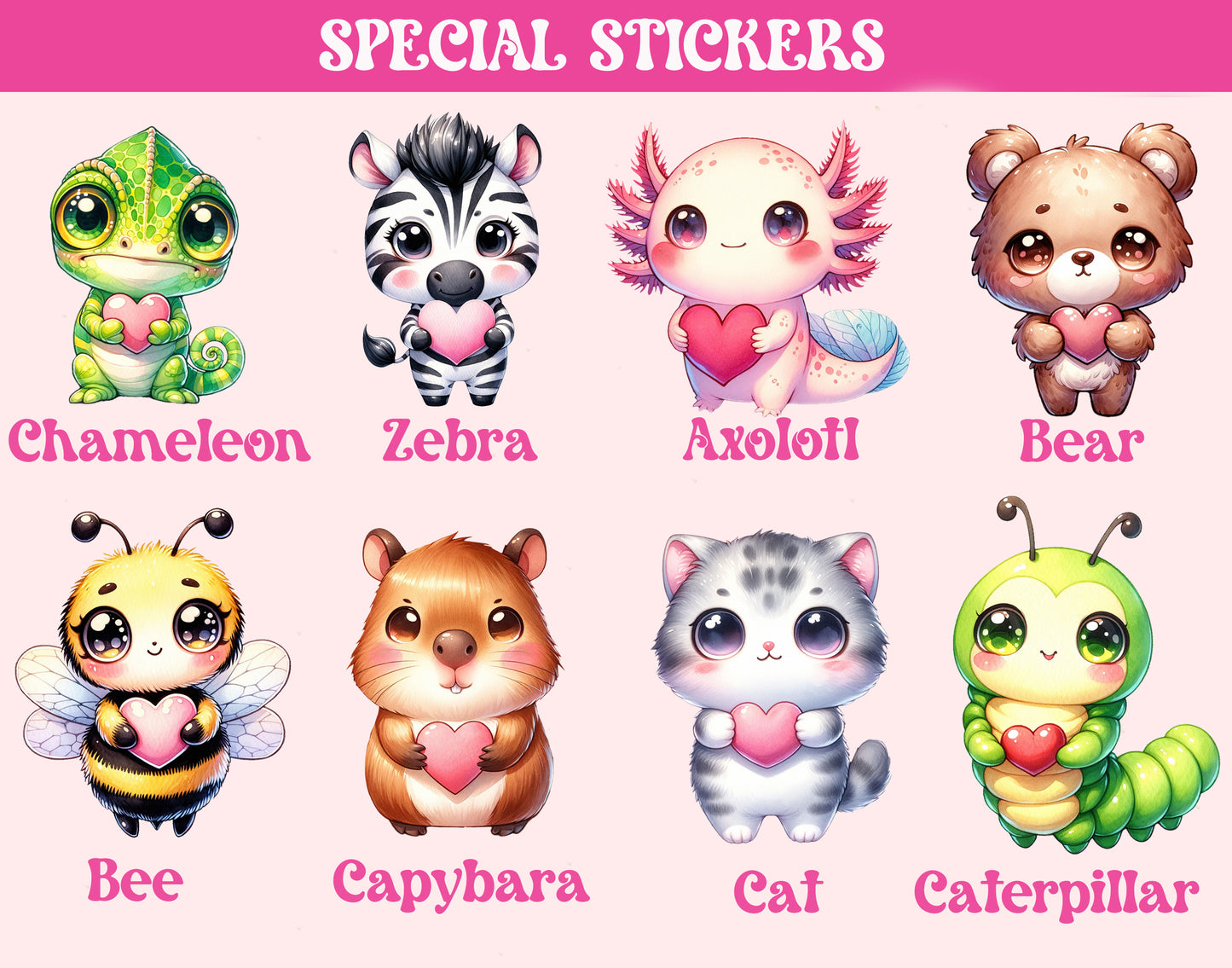Animal Holding Heart Stickers