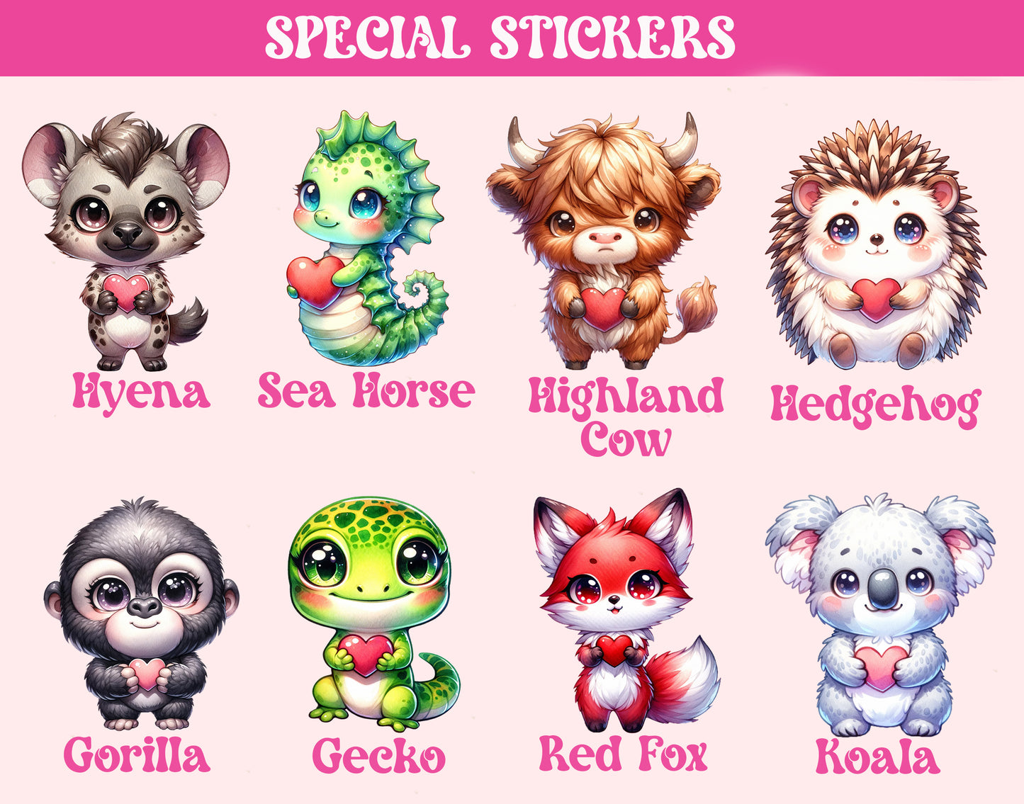 Animal Holding Heart Stickers