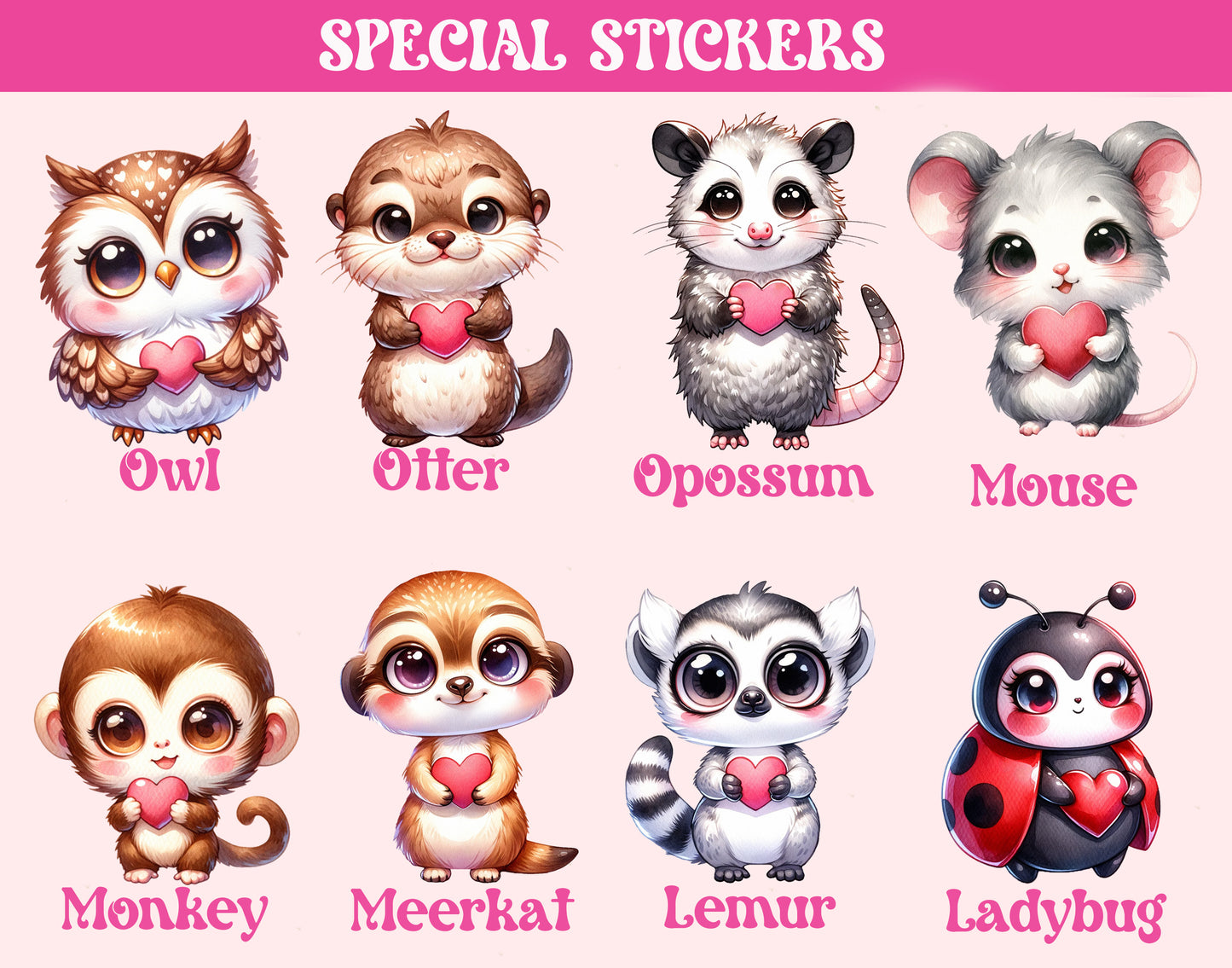 Animal Holding Heart Stickers