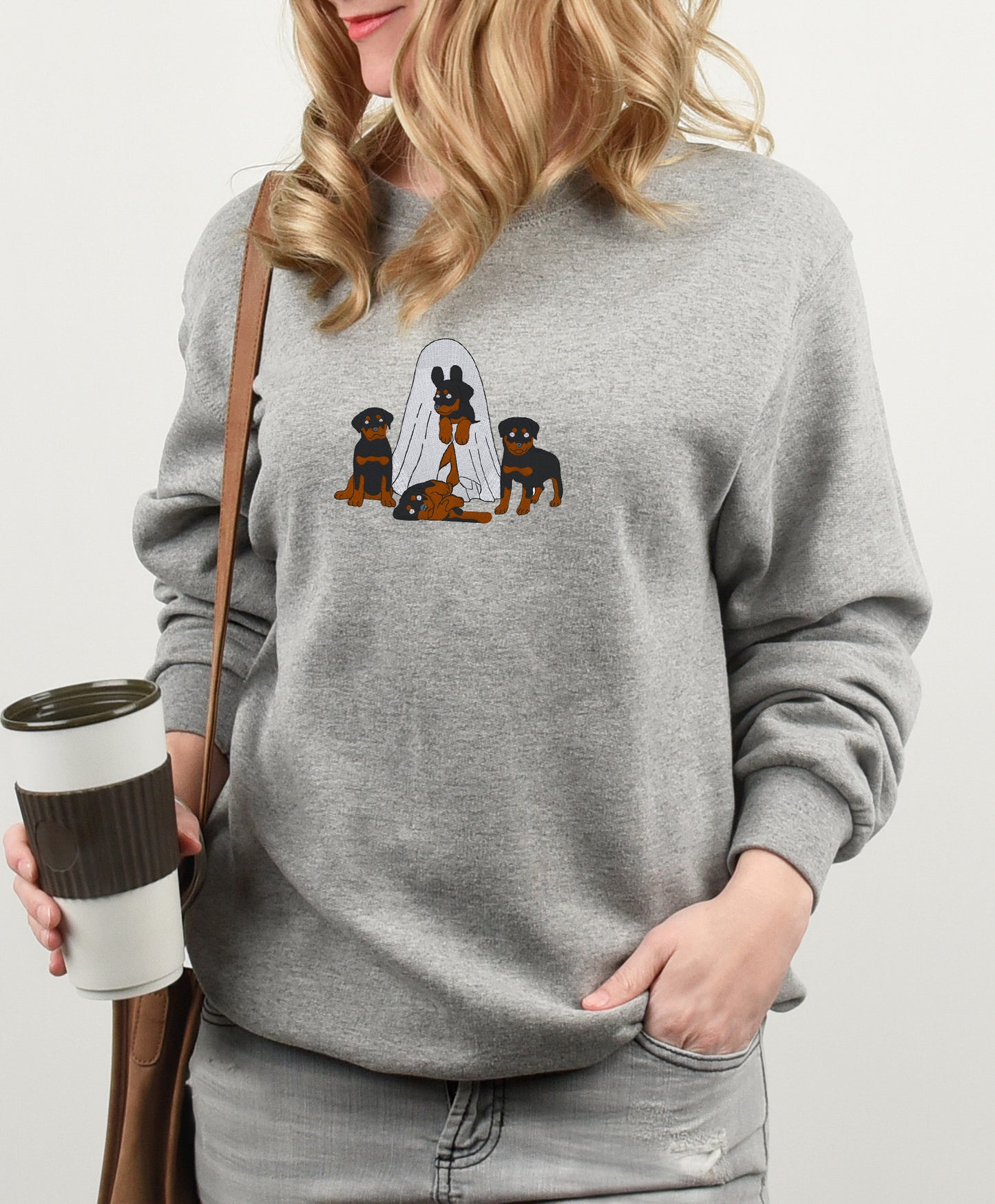 Ghost With Puppies Embroidered Sweatshirt