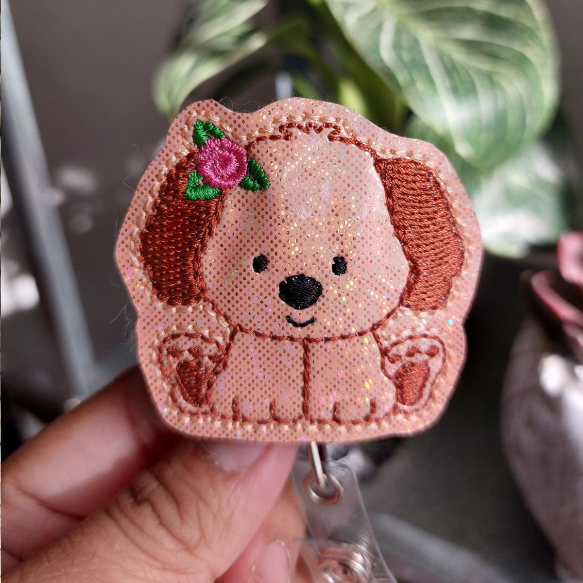 Brown Puppy Badge Reel