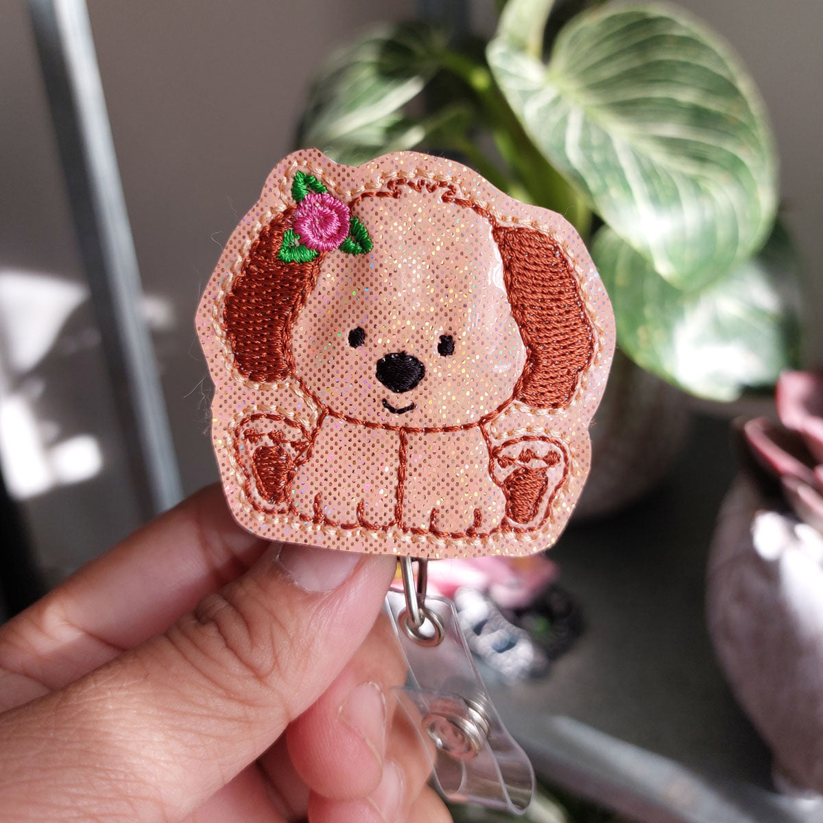 Brown Puppy Badge Reel