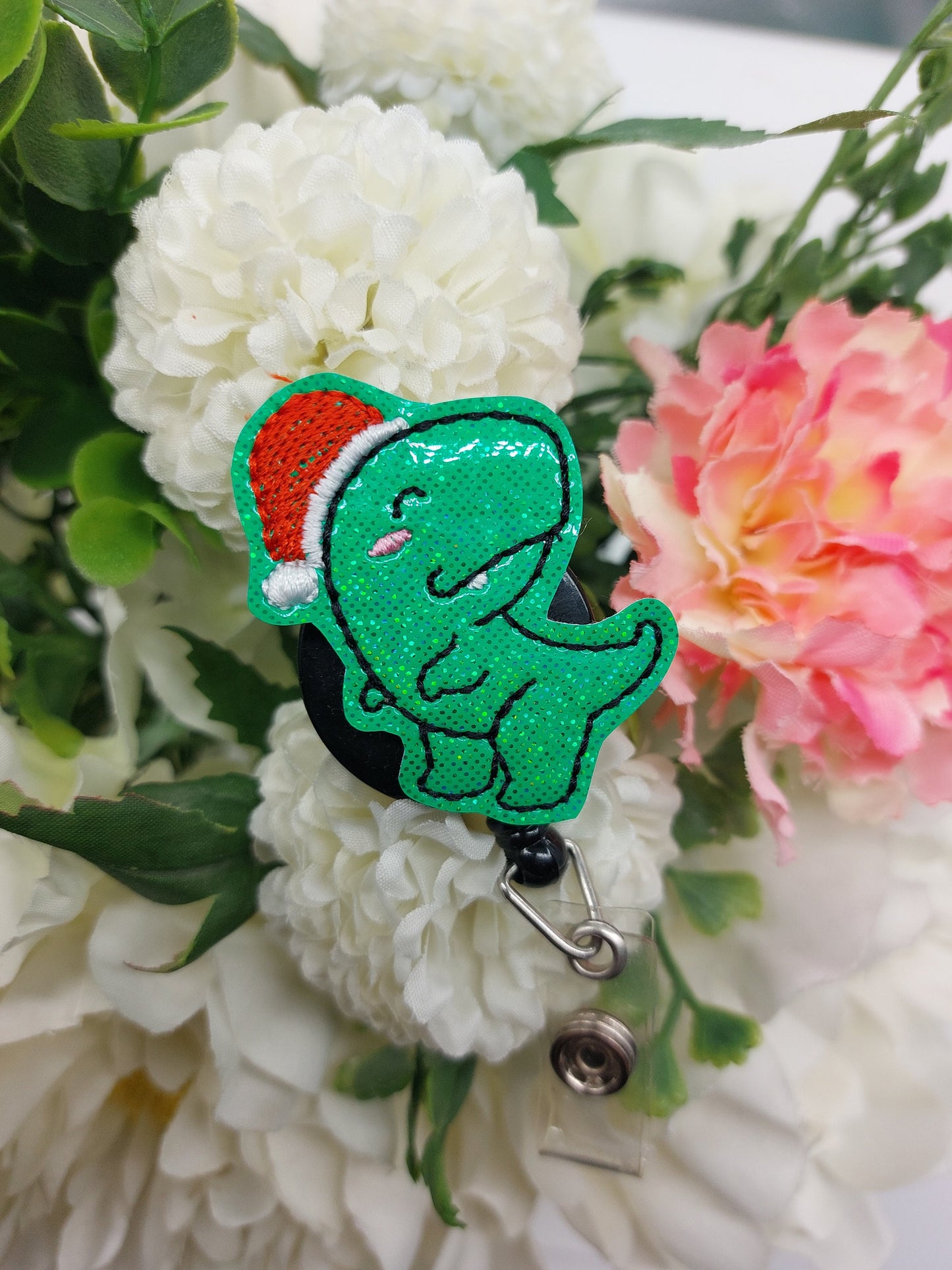 Christmas Dinosaur Badge Reel