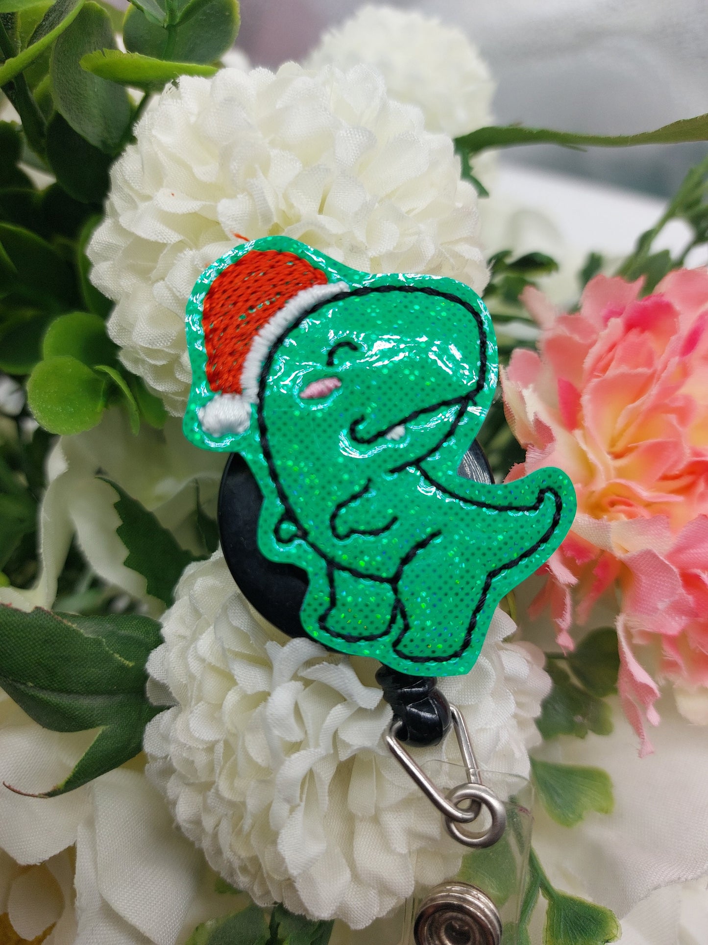 Christmas Dinosaur Badge Reel