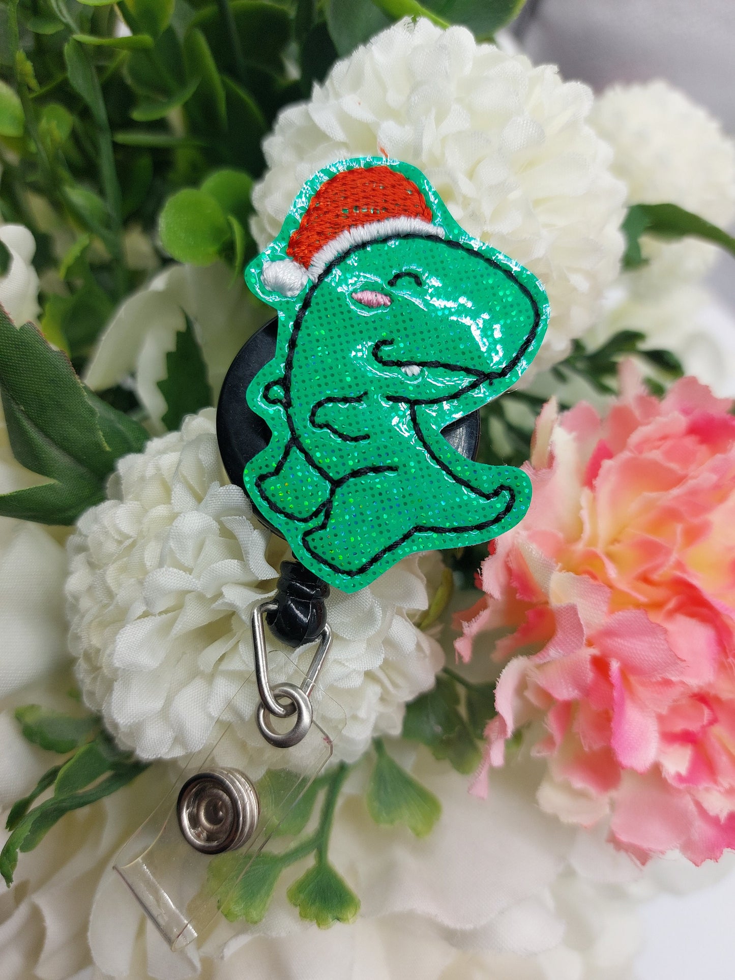 Christmas Dinosaur Badge Reel