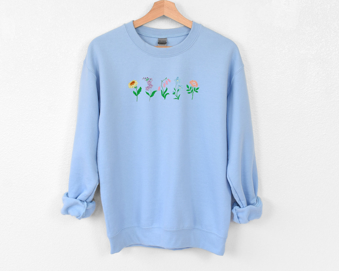 Flower Sweatshirt, Embroidered Crewneck Sweater Floral Botanical Sweatshirt Sweatshirt Nature Sweatshirt