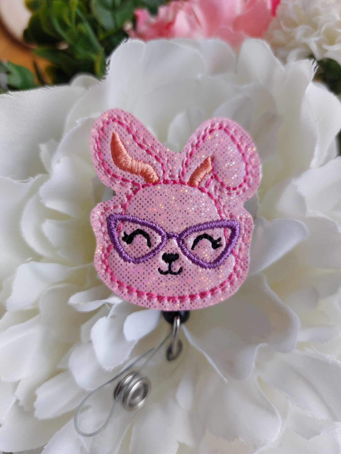 Bunny with Glasses Badge Reel