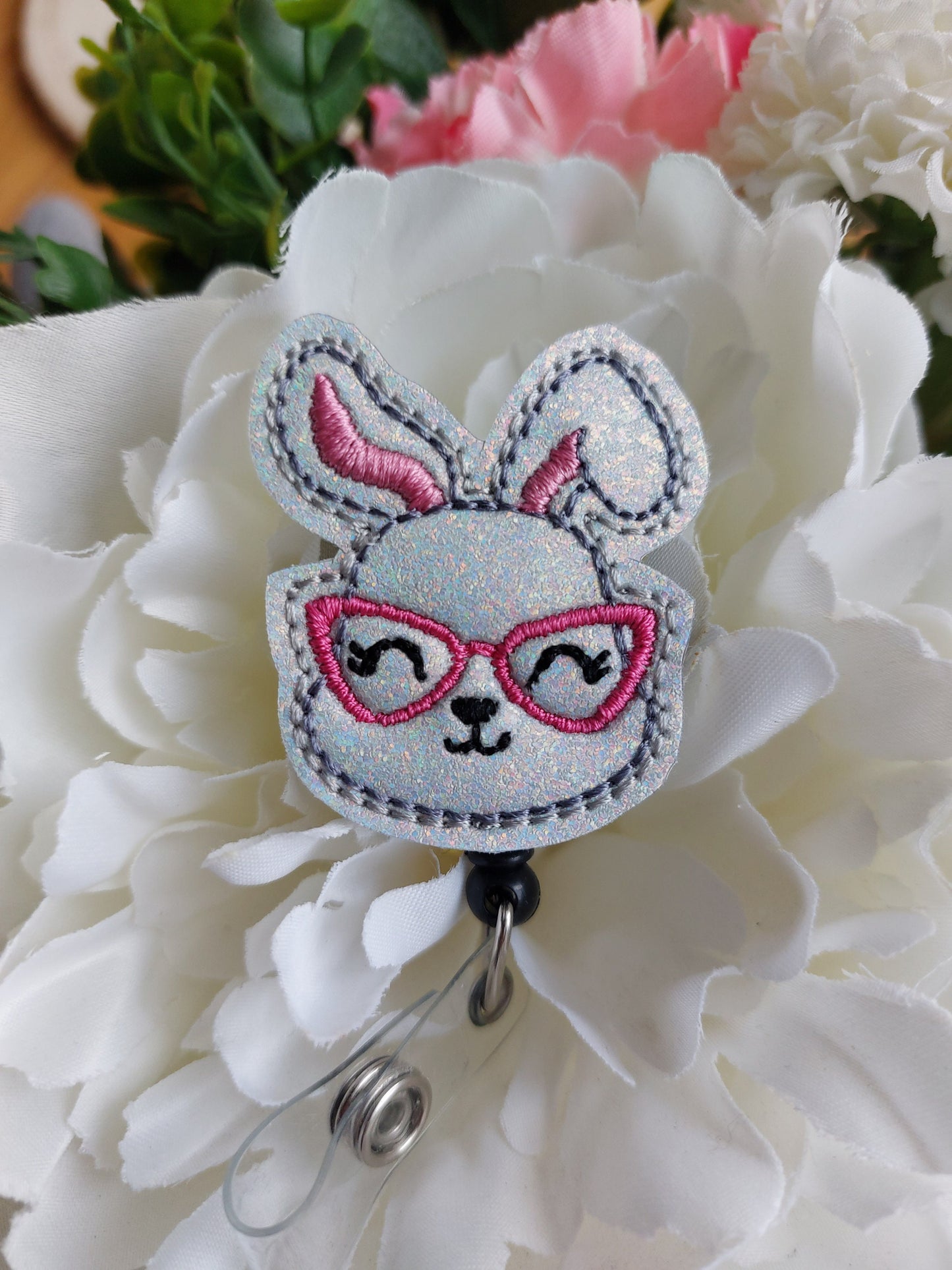 Bunny with Glasses Badge Reel