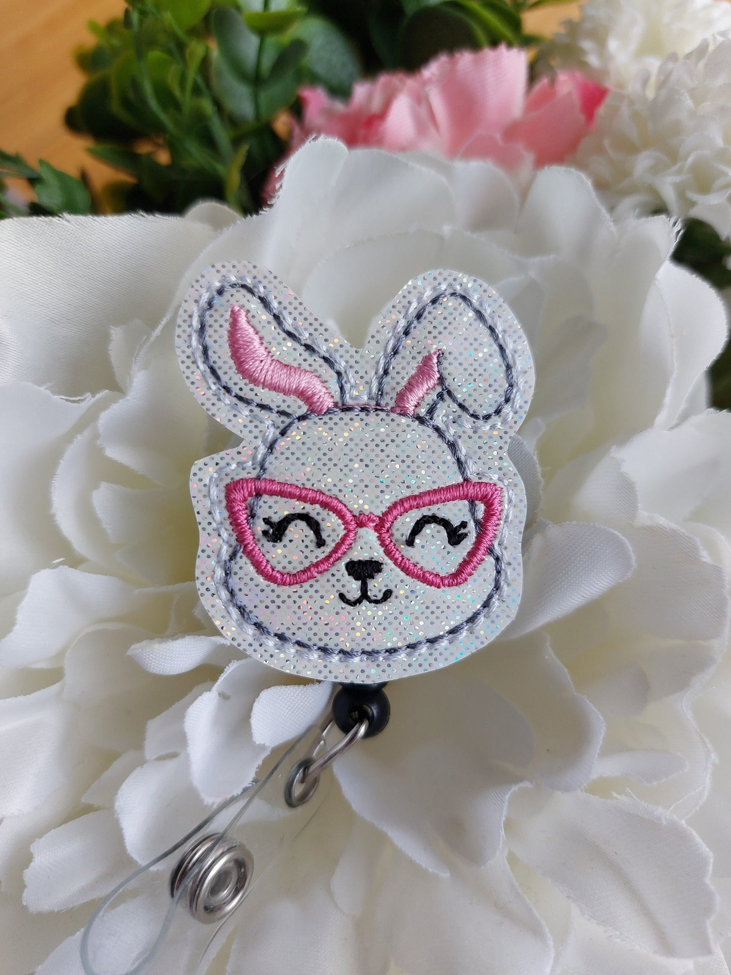 Bunny with Glasses Badge Reel