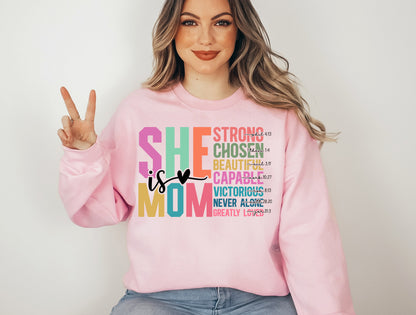 She Is Mom Crewneck Sweatshirt