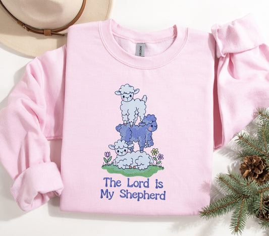 The Lord is My Shepherd Embroidered Crewneck Sweatshirt