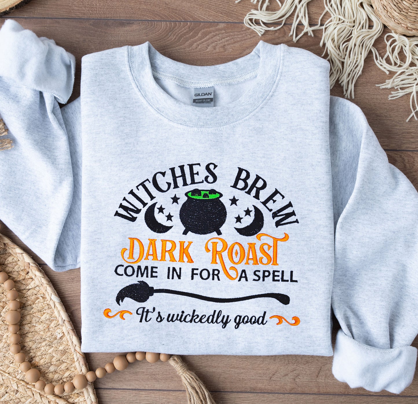 Witches Brew Dark Roast Embroidered Crewneck Sweatshirt