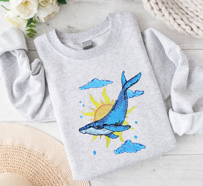 Blue Whale Embroidered Sweatshirt
