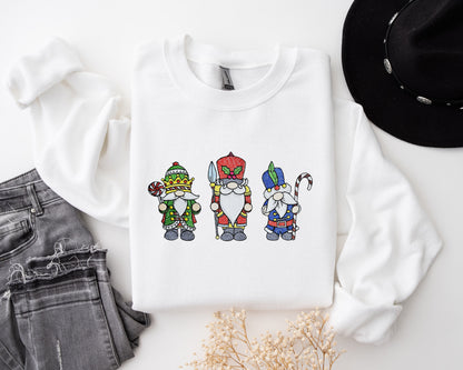 Christmas Nurcracker Gnome Embroidered Crewneck Sweatshirt