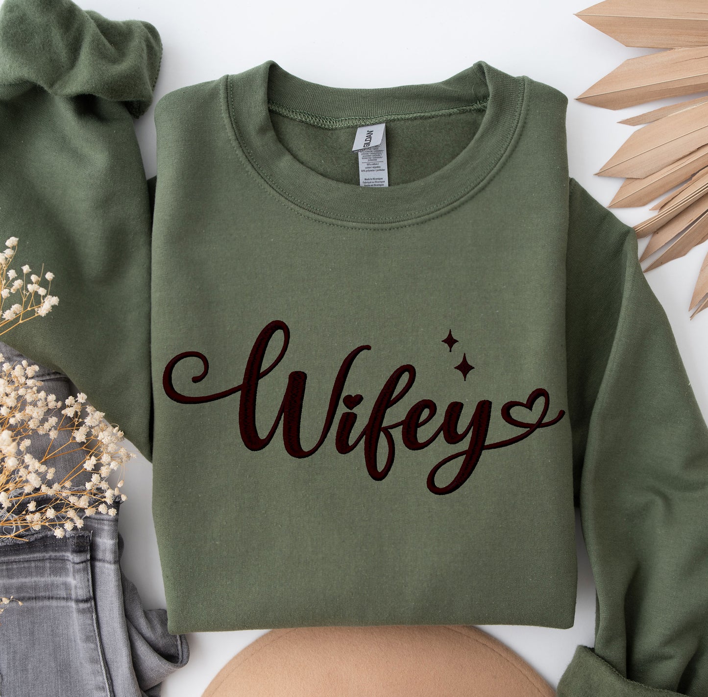 Wifey Customize Embroidered Crewneck