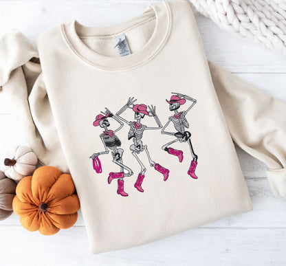 Girly Skeleton Halloween Embroidered Sweatshirt