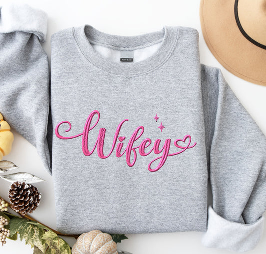Wifey Customize Embroidered Crewneck