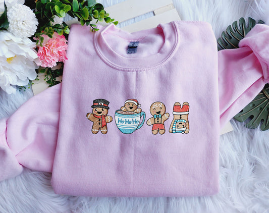 Happy Gingerbreads Embroidered Crewneck Sweatshirt